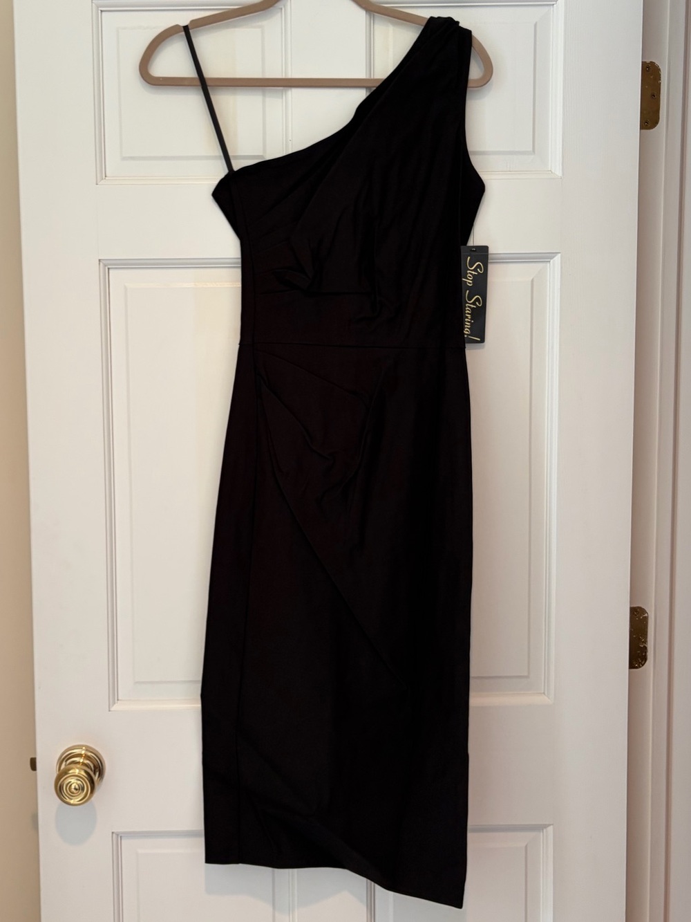 NWT Stop Staring! Black One-Shoulder Sheath Dress